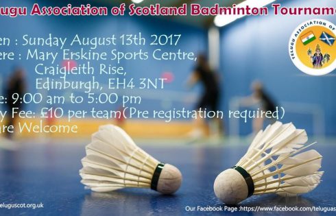 Telugu Association of Scotland Badminton Tournament On 13th Aug 2017