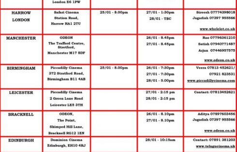 Bhagamathi UK schedule